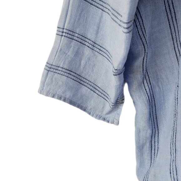 CP Shades Linen Sibella / Monica Top Blouse Lagenlook Boxy Oversized Stripe XL - Picture 11 of 15